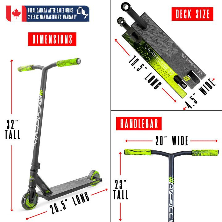 Madd Gear MG3 Zen Pro Scooter - Black / Green – Madd Gear Canada