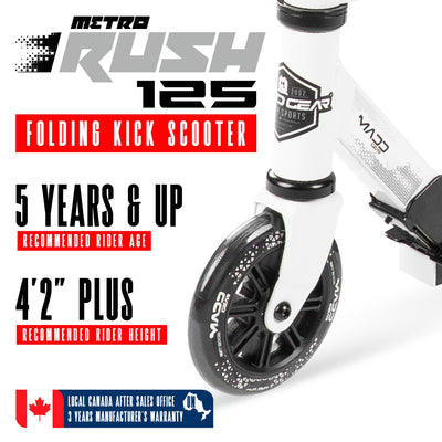 Madd Gear Rush 125 Folding Commuter Scooter Kids White Black