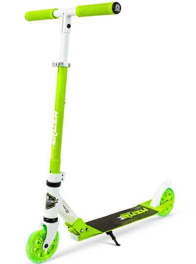 madd gear kids folding scooter metro rush 125 childrens portable lightweight adjustable collapsible fold-up green white