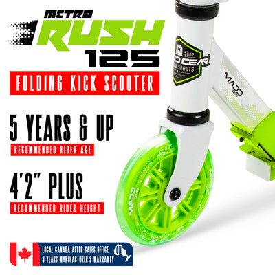Madd Gear Rush 125 Folding Commuter Scooter Kids White Green