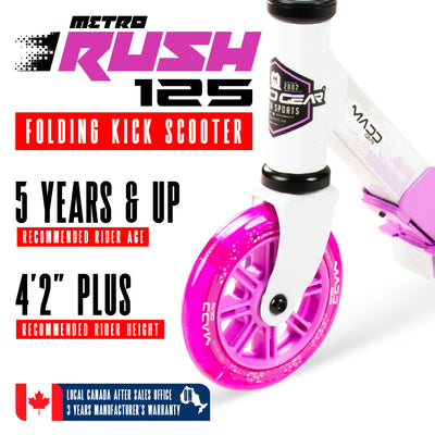 Madd Gear Rush 125 Folding Commuter Scooter Kids White Purple
