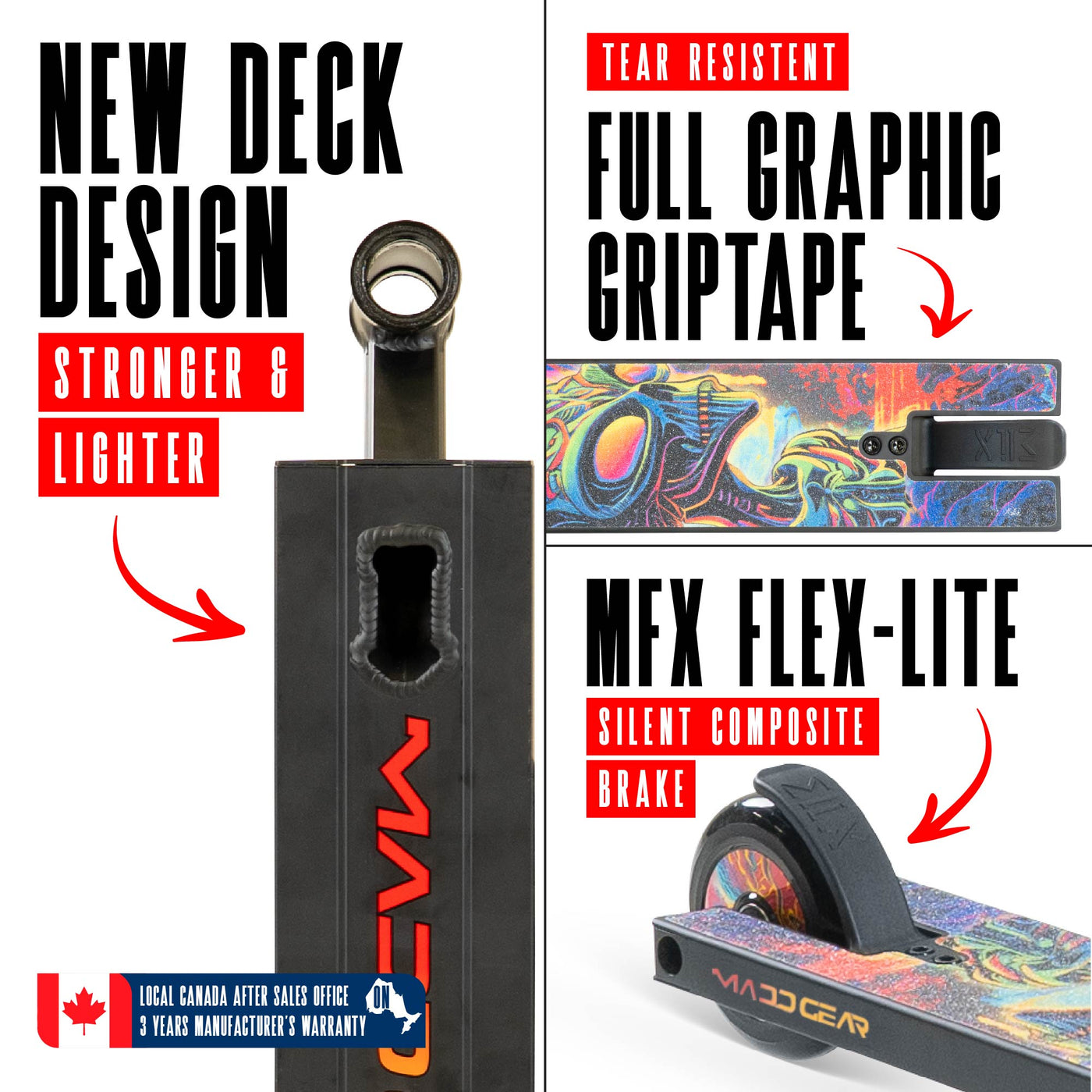 MG2 Obsidian Pro Scooter - Frenzy, featuring a sturdy aluminum deck, steel handlebar, and smooth 100mm wheels for skatepark stunts.