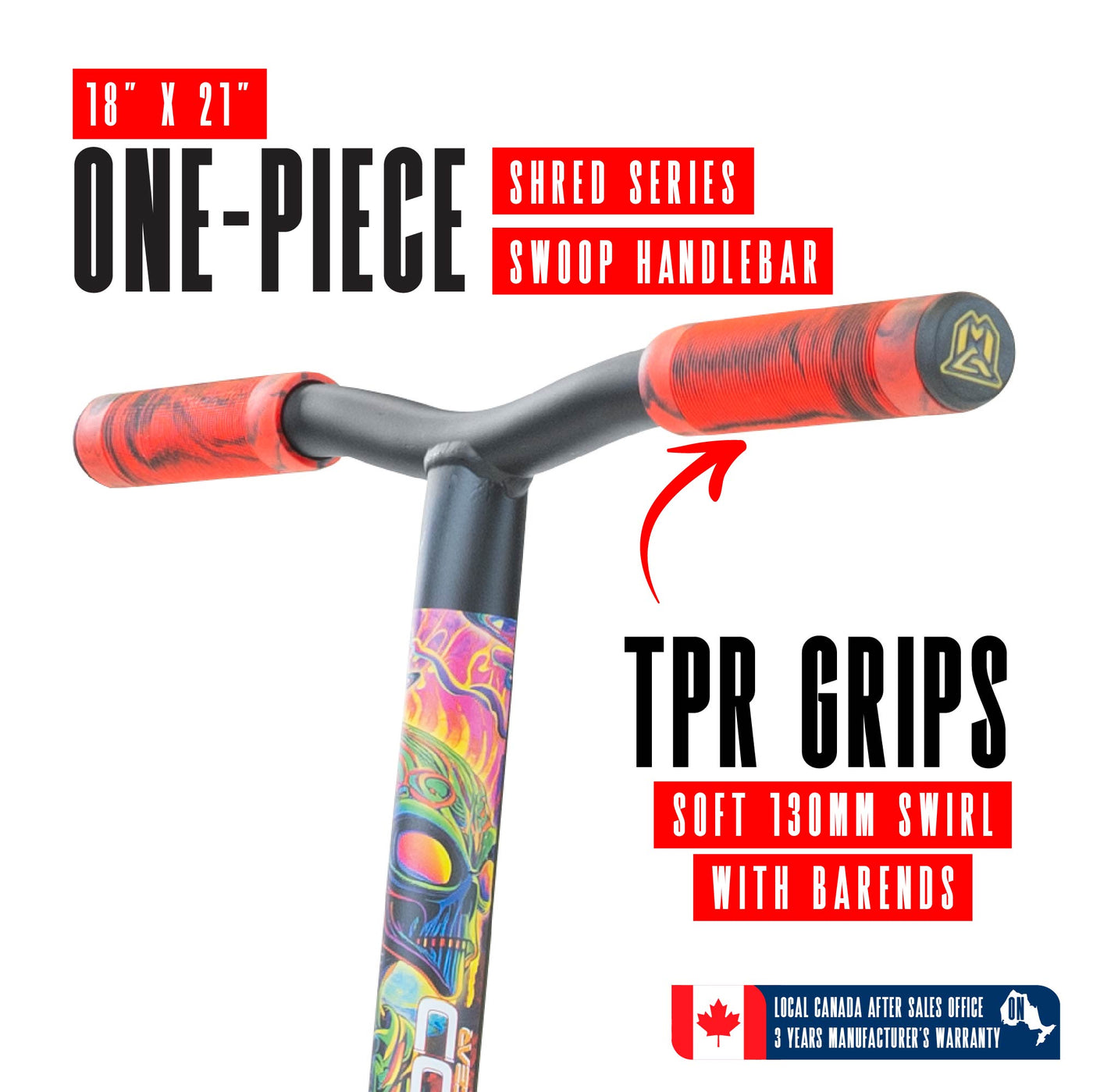 MG2 Obsidian Pro Scooter - Frenzy features a sturdy aluminum deck, steel handlebar, and smooth 100mm wheels, ideal for skatepark stunts.