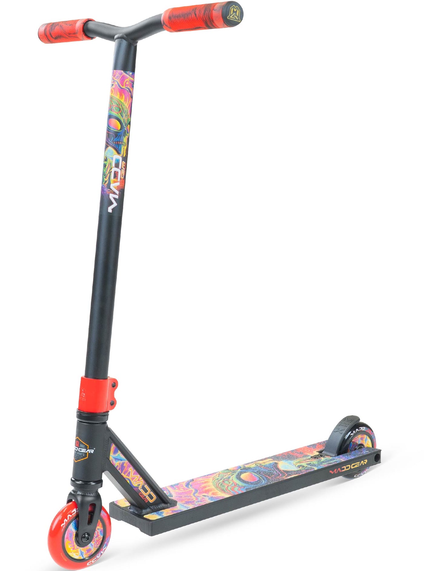 MG2 Obsidian Pro Scooter - Frenzy features a sturdy design with a high-quality deck, durable wheels, and strong handlebars for skatepark stunts.