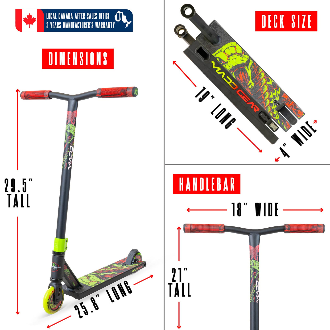 MG2 Obsidian Pro Scooter - Venom with a durable deck, steel handlebar, and composite wheels, ideal for skatepark stunt riding.