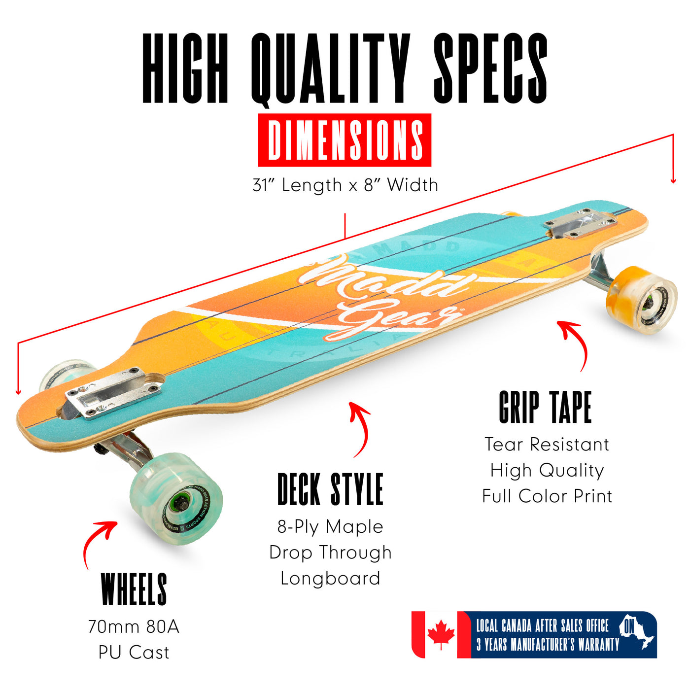 madd gear mad dropthrough drop through longboard skateboard complete boardwalk