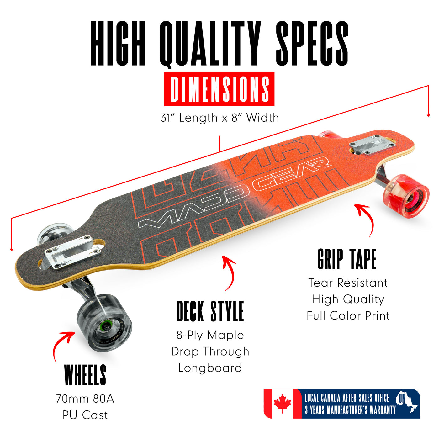 madd gear mad dropthrough drop through longboard skateboard complete flux