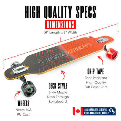 madd gear mad dropthrough drop through longboard skateboard complete flux