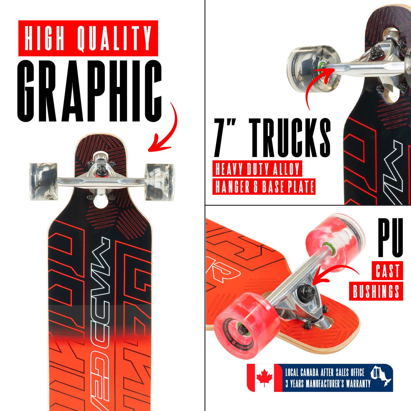 MGP Madd Gear Complete Drop Through Dropthrough Longboard Skateboard High Quality Kids Teens Adults Boys Girls Aluminum Trucks Flux