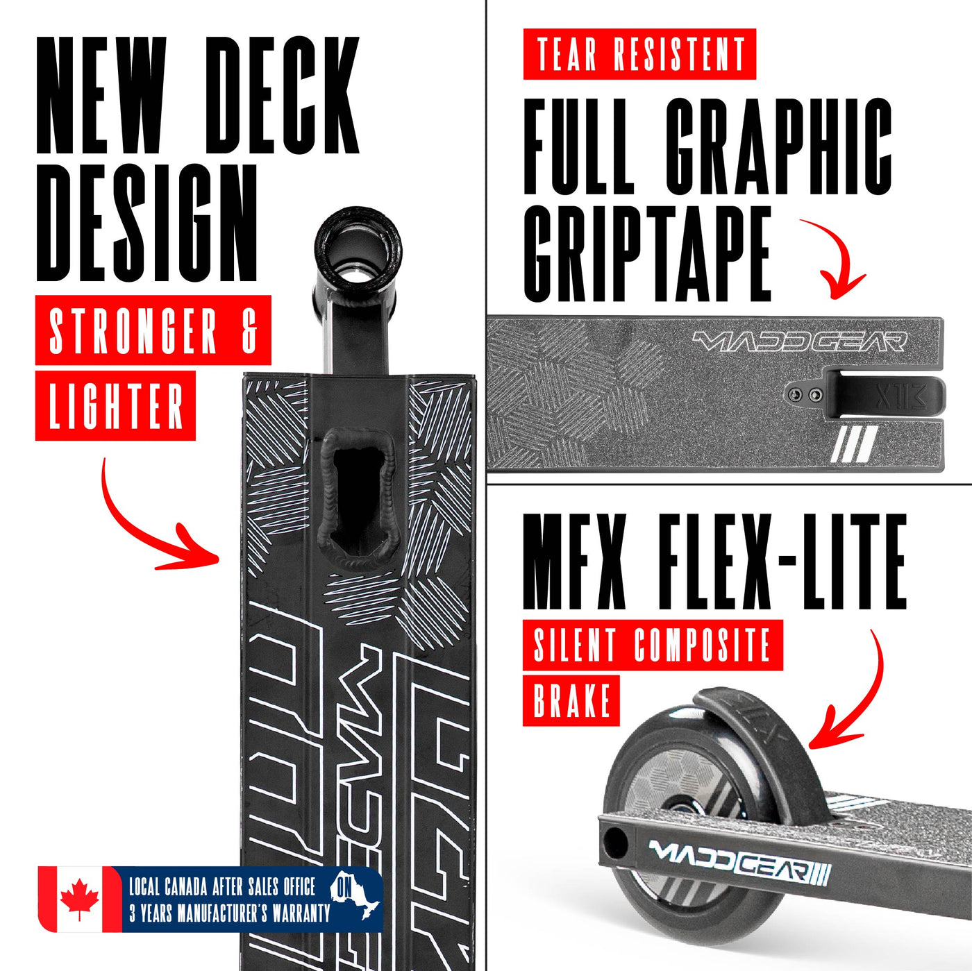 MG3 Zen Pro Scooter - Black; sturdy design with high-quality aluminum deck and steel handlebar, ideal for skatepark stunts. Features 110mm wheels and ABEC-7 bearings.