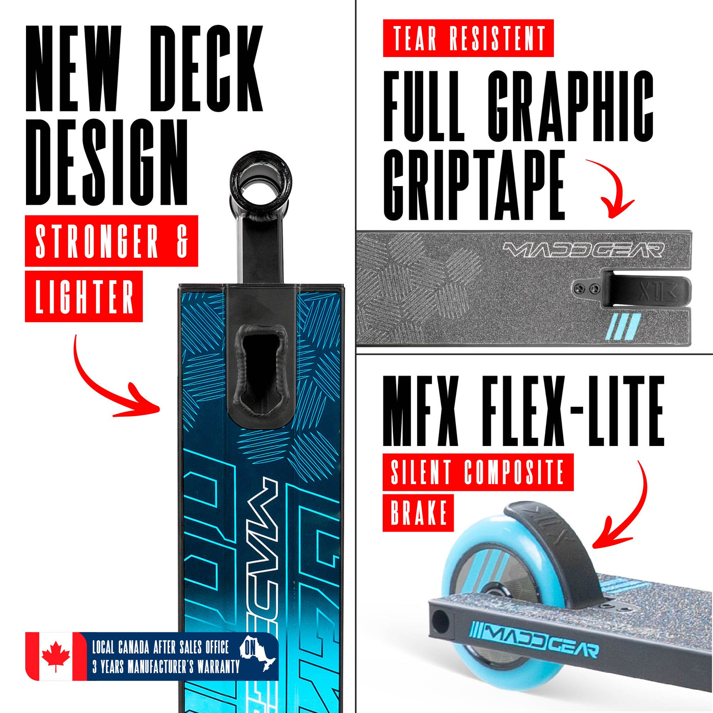 MG3 Zen Pro Scooter - Black Blue, featuring durable aluminum deck, steel handlebar, and 110mm wheels, ideal for skatepark stunt riding. Supports up to 220 lbs.