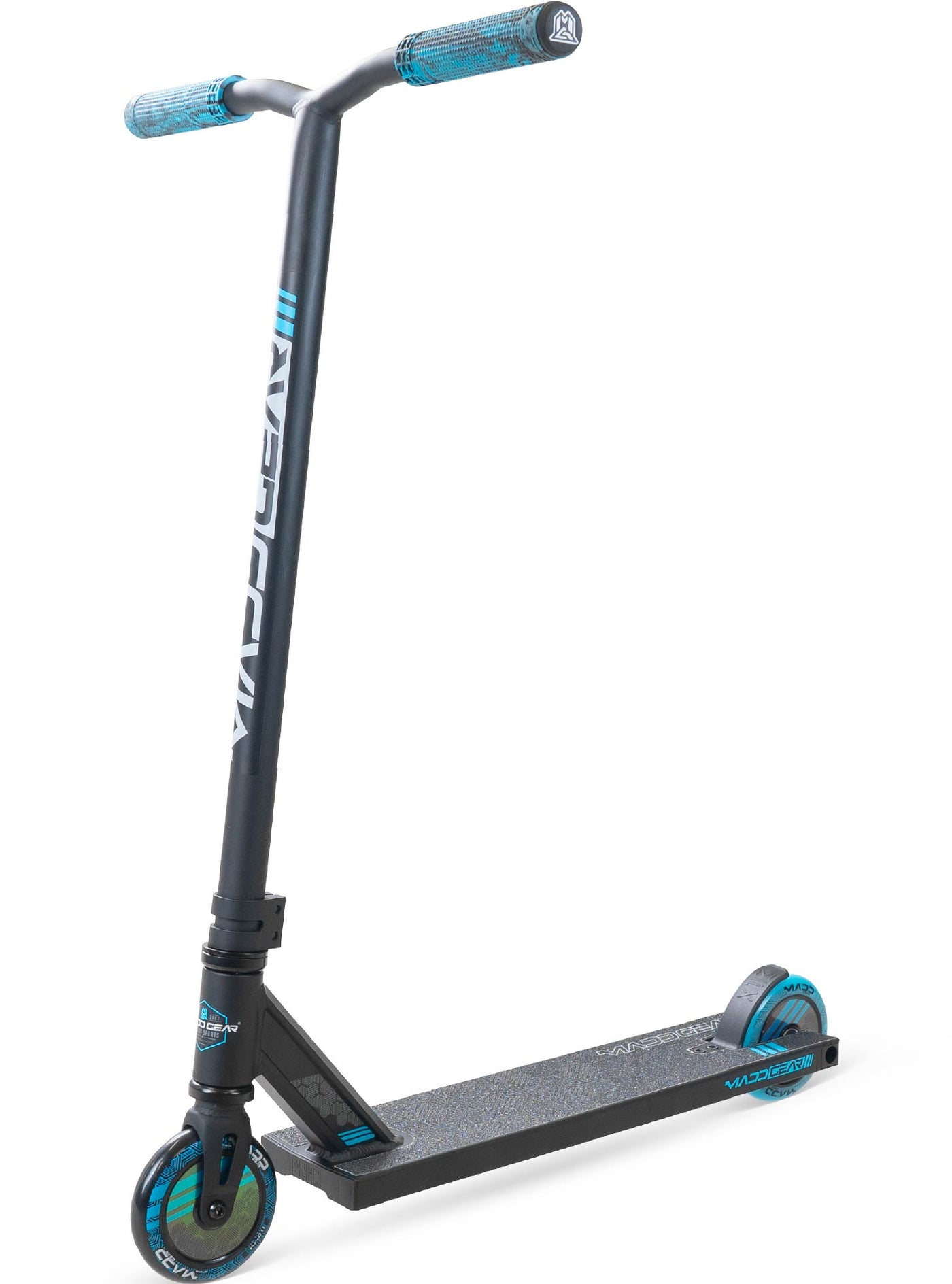 MG3 Zen Pro Scooter with a handlebar, visible wheels, and durable design, ideal for skatepark stunts. Suitable for riders 8 years and up.
