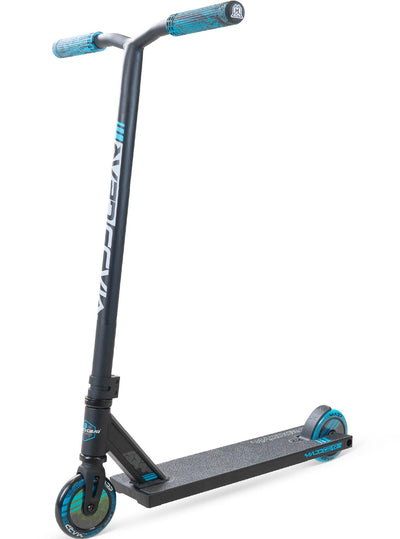MG3 Zen Pro Scooter with a handlebar, visible wheels, and durable design, ideal for skatepark stunts. Suitable for riders 8 years and up.