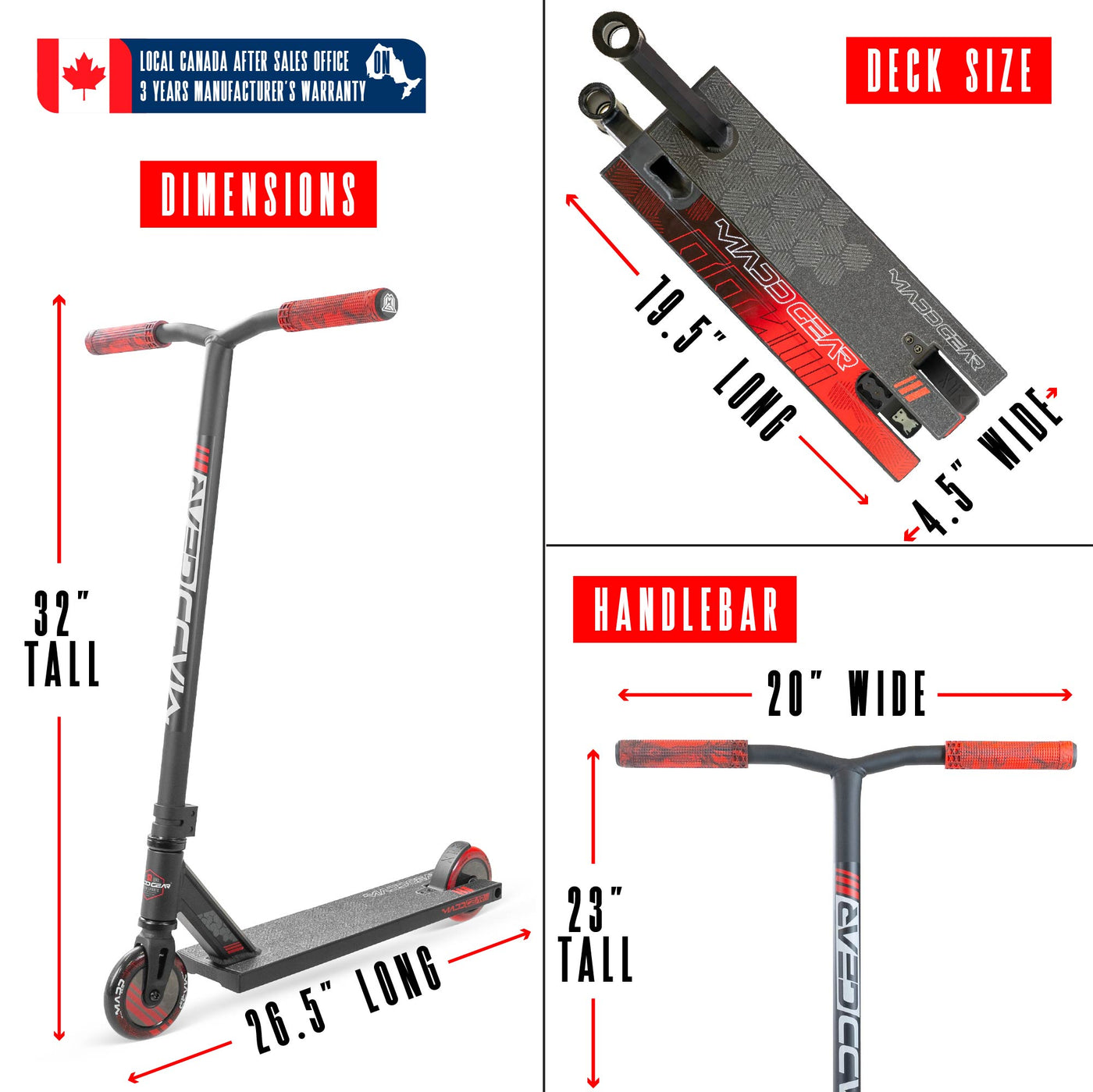 MG3 Zen Pro Scooter - Black Red with a long handlebar, sturdy aluminum deck, and smooth 110mm wheels, ideal for skatepark stunts.