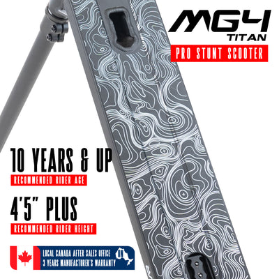 MG4 Titan Pro Scooter - Black Black with handlebar, wide aluminum deck, and alloy core wheels, designed for beginner to intermediate riders aged 10 and up.
