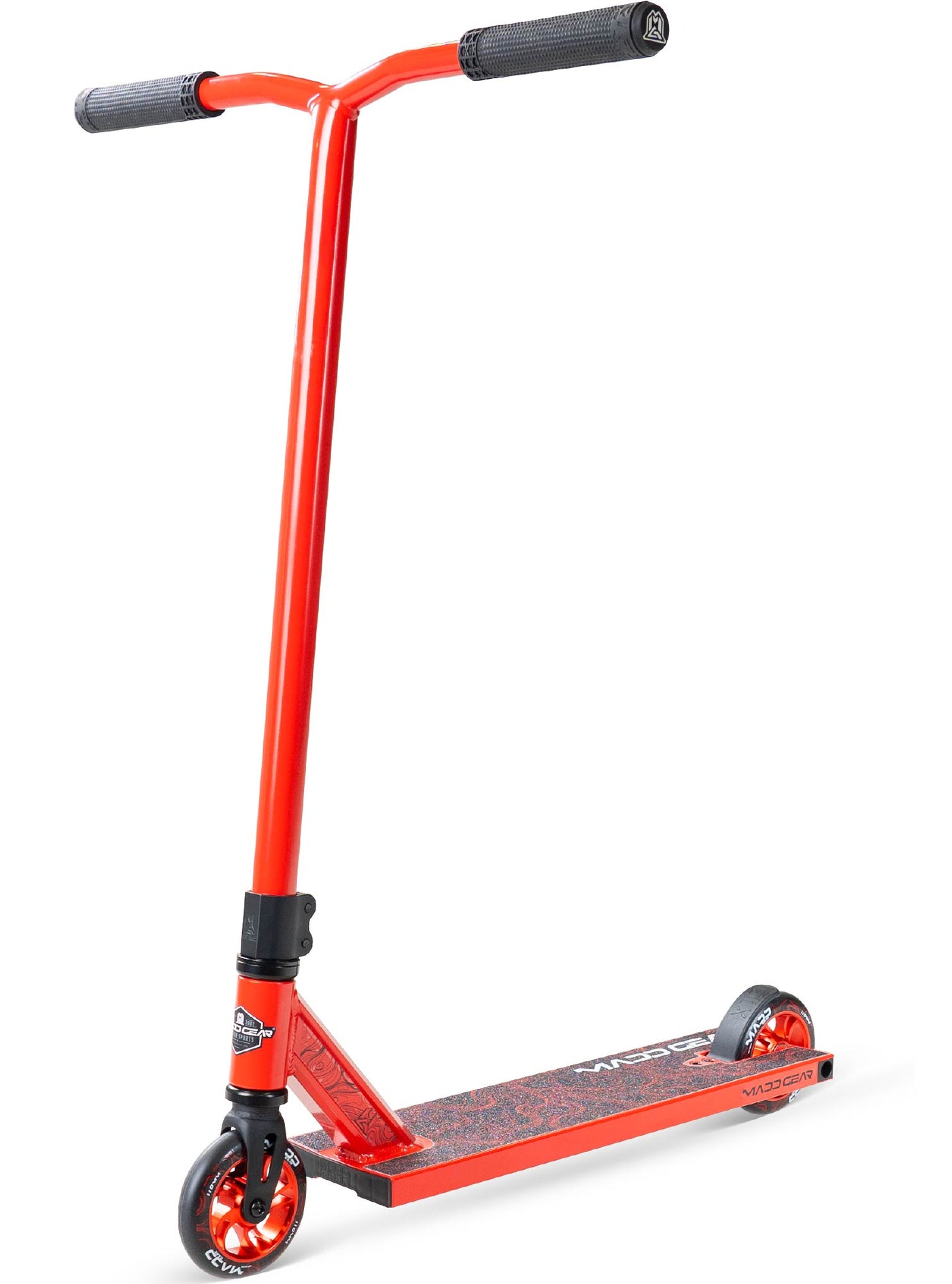 MG4 Titan Pro Scooter - Red Black with a wide aluminum deck, tall handlebar, and high-rebound alloy core wheels, designed for beginner to intermediate riders.