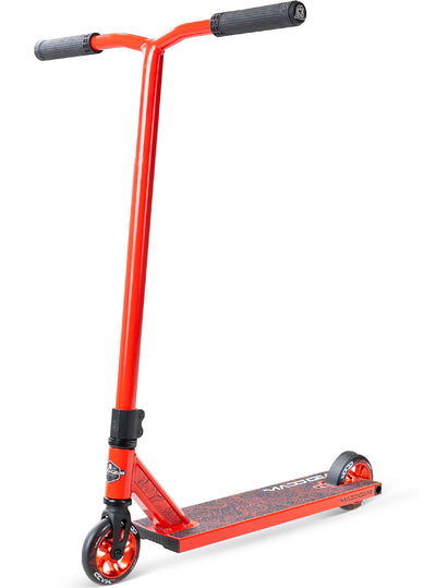 MG4 Titan Pro Scooter - Red Black with a wide aluminum deck, tall handlebar, and high-rebound alloy core wheels, designed for beginner to intermediate riders.