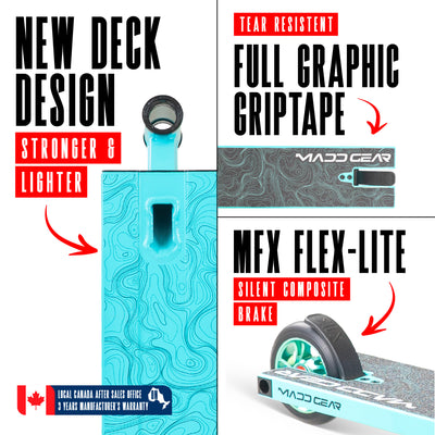 MG4 Titan Pro Scooter - Teal Black with aluminum deck, one-piece handlebar, and 110mm alloy core wheels, designed for beginner to intermediate riders.