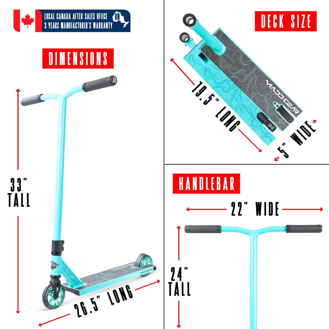 Madd Gear MG4 Titan Pro Scooter - Teal Black, featuring a wide aluminum deck, tall handlebar, and alloy core wheels, ideal for beginner to intermediate riders.