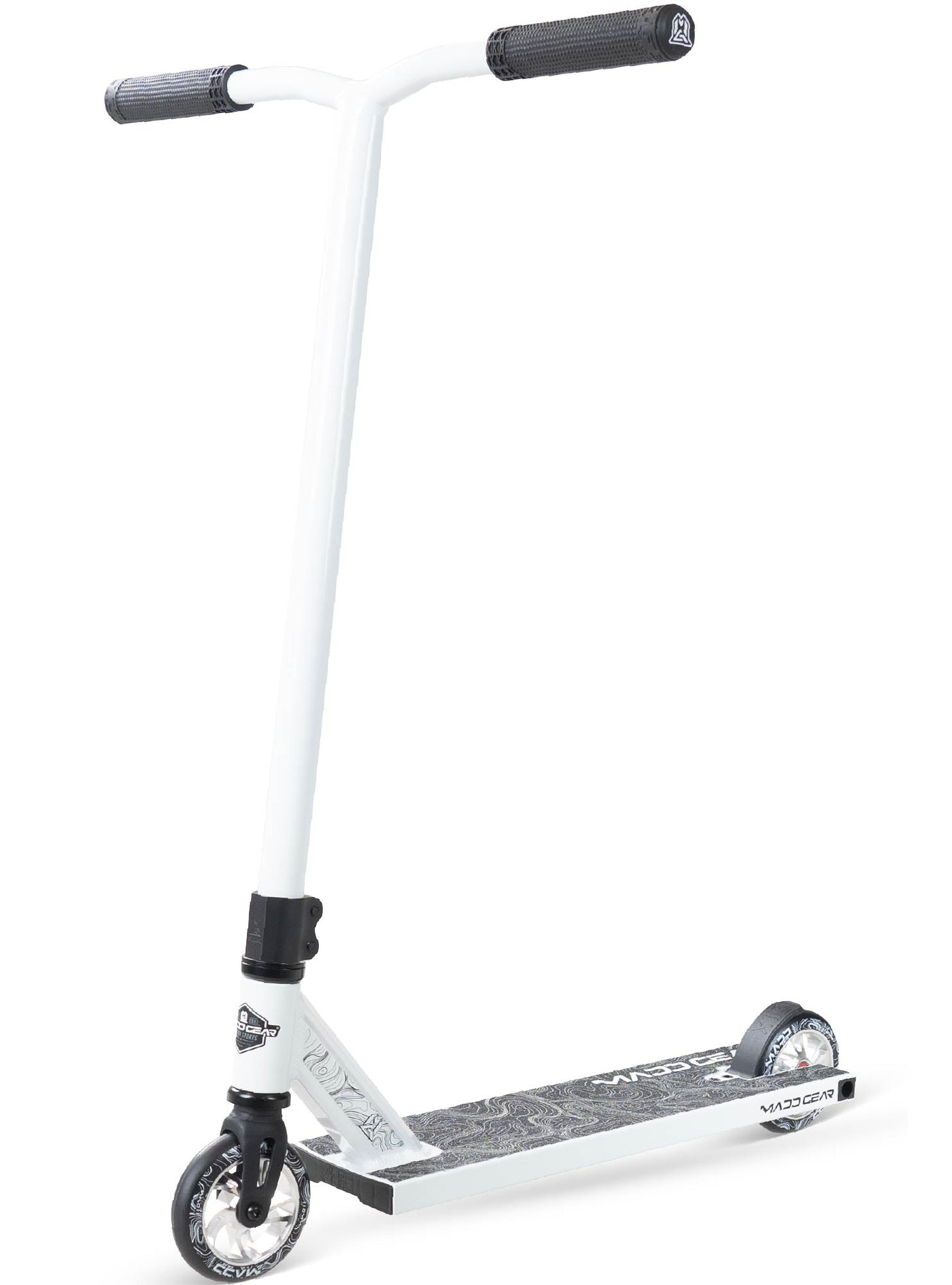 MG4 Titan Pro Scooter with black wheels and handlebar, featuring a wide aluminum deck and alloy core wheels for stability and performance.