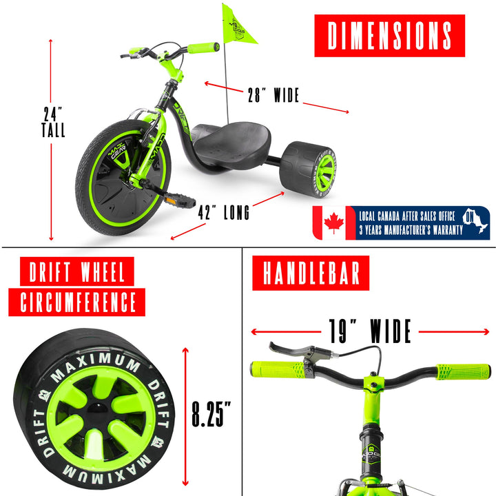 Drift Trike for Kids Ages 5+ with Adjustable Seat and Big Front