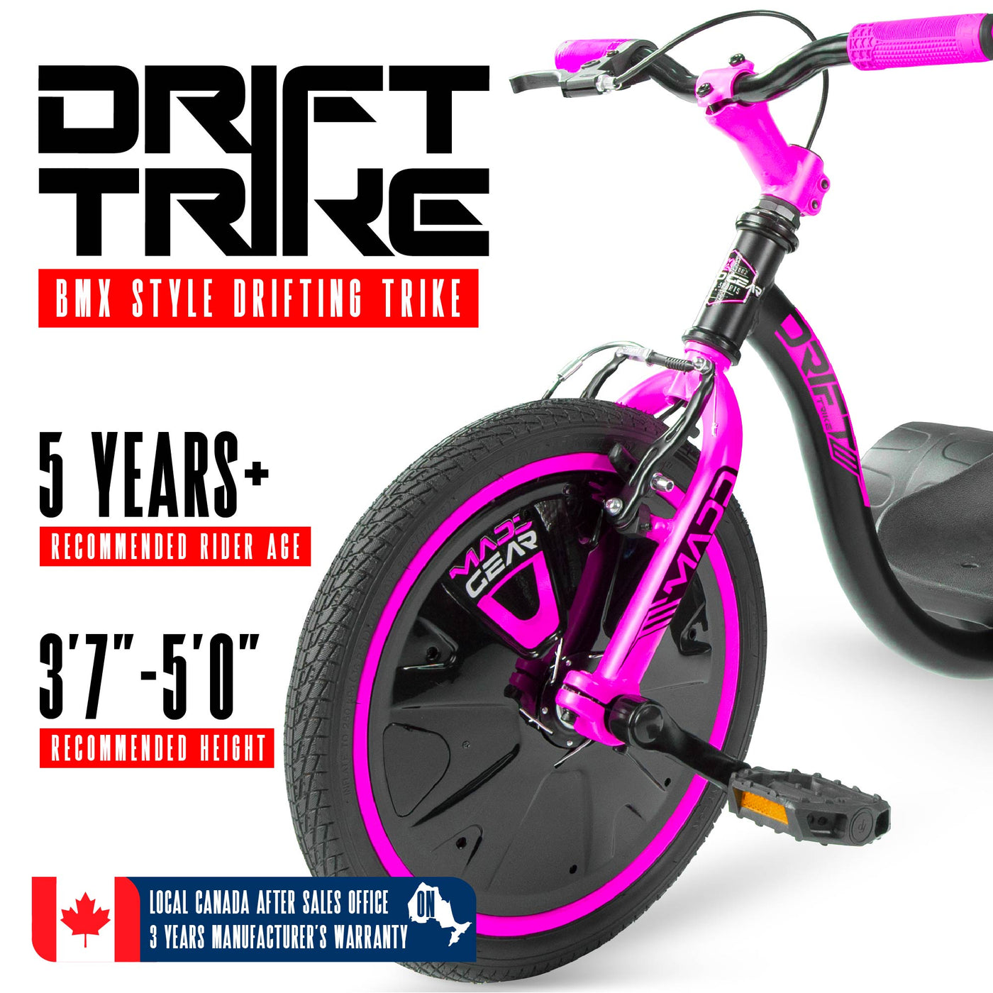 Madd Gear Drift Trike Huffy Green Machine Drifter Tricycle Kids Children Girls Boys Black Pink 5 Years Gift Three Wheel