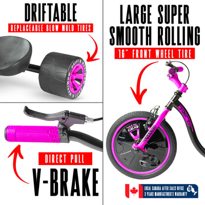 Madd Gear Drift Trike Huffy Green Machine Drifter Tricycle Kids Children Girls Boys Mad Brakes BMX Big Wheel Black Pink