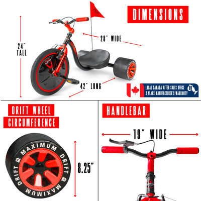 madd gear big wheel drift trike huffy green machine for girls mad drifter tricycle black red unisex girls boys
