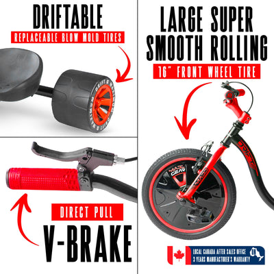 Madd Gear Drift Trike Huffy Green Machine Drifter Tricycle Kids Children Girls Boys Mad Brakes BMX Big Wheel Black Red