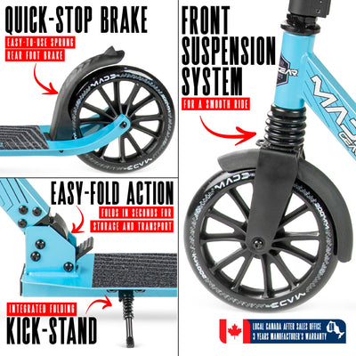 MG Madd Gear Metro Cruise 250 Folding Scooter. Cruise with ease with smooth bearings and quick stop brake.
