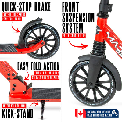 MG Madd Gear Metro Cruise 250 Folding Scooter. Cruise with ease with smooth bearings and quick stop brake.