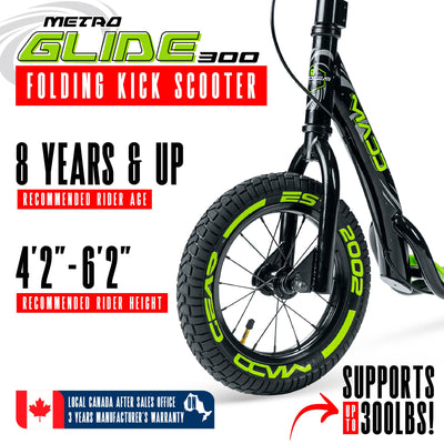 Madd Gear Bird Commuter Razor flashback Scooter Metro Glide 300 Black Green Adults