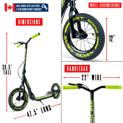 Madd Gear Commuter Scooter Adults Teens Kids Black Green Flashback Dirt Scooter Metro Glide 300