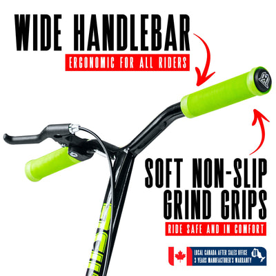 Madd Gear Metro Glide 300 Renegade Commuter Scooter Black Green Front Handlebar Grips