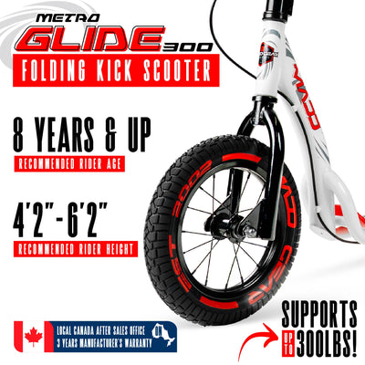 Madd Gear Bird Commuter Razor flashback Scooter Metro Glide 300 White Red Adults