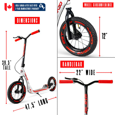 Madd Gear Commuter Scooter Adults Teens Kids White Red Flashback Dirt Scooter Metro Glide 300