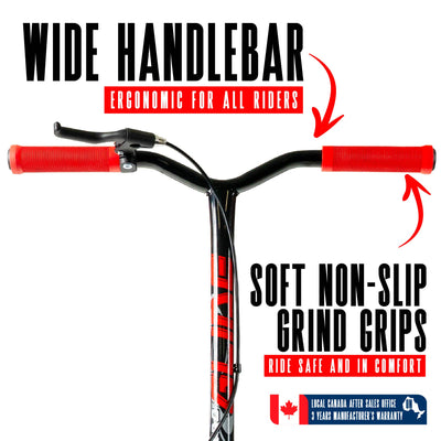 Madd Gear Metro Glide 300 Renegade Commuter Scooter White Red Front Handlebar Grips