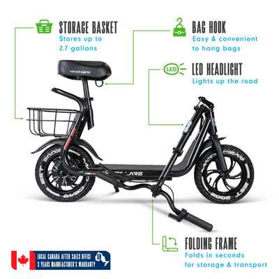 Madd Gear Commute Electric Pendolare 300 Scooter Jetson Teens Adults Black Foldable Pneumatic Tires