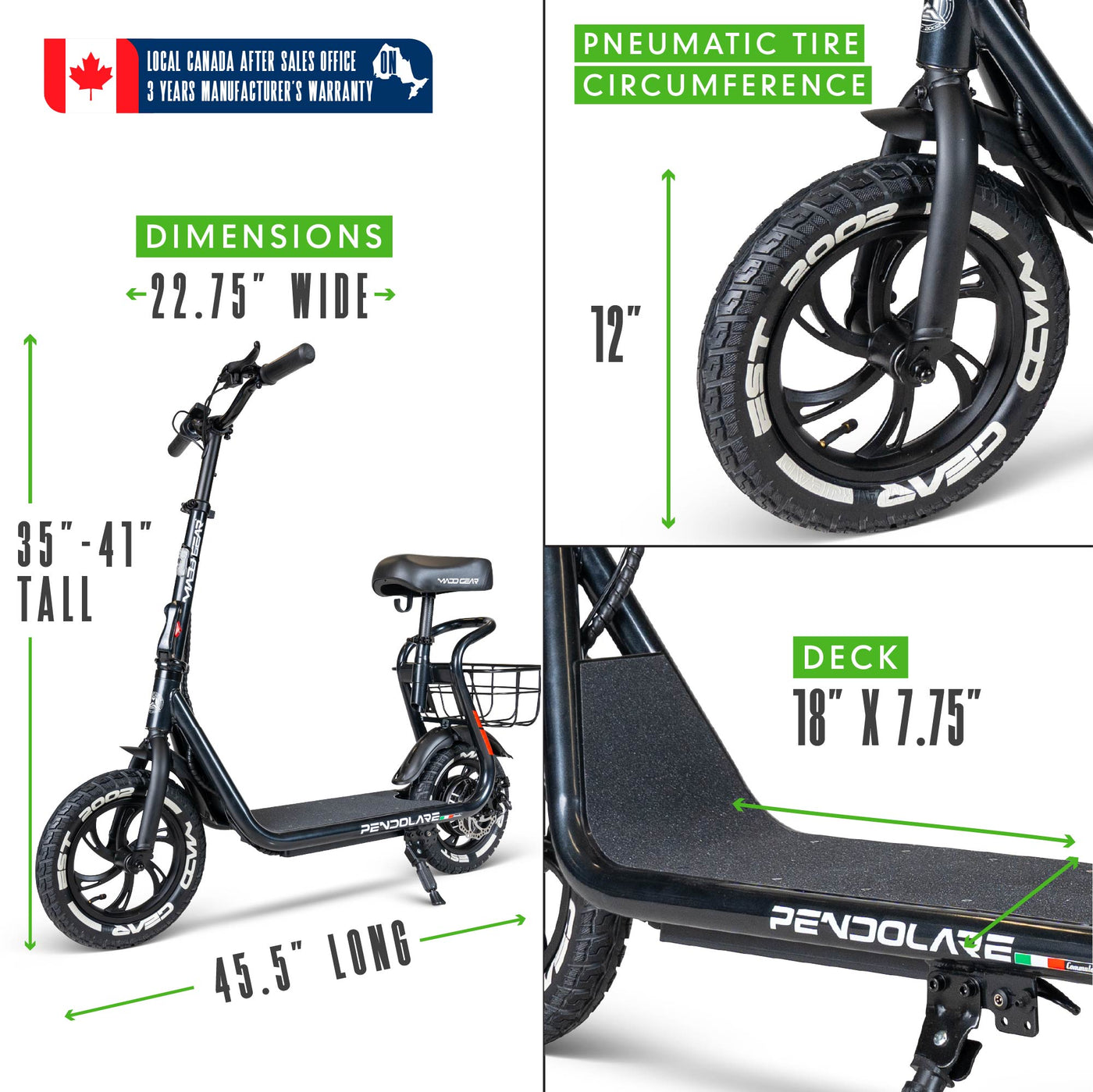 Madd Gear madgear Pendolare 300 Electric Scooter Commute Teens Adults GoTrax Black
