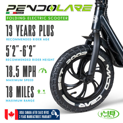 Madd Gear MG Pendolare 300 Electric Scooter Black Teens Adults 18.5mph Speed 18 Miles Range