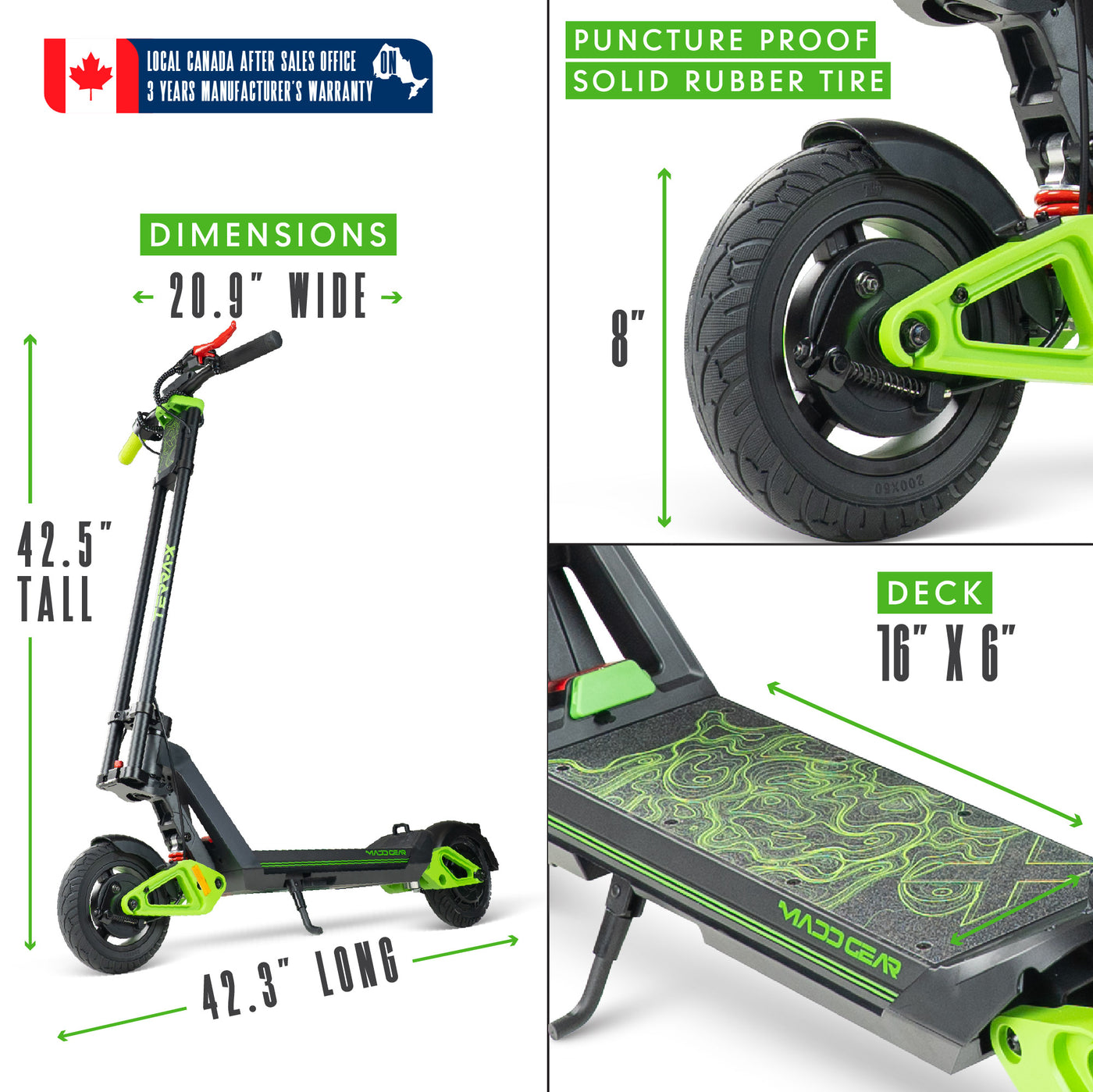 Madd Gear Madgear Electric Commuter Portable Terra-X Scooter Kids Adults Black Green