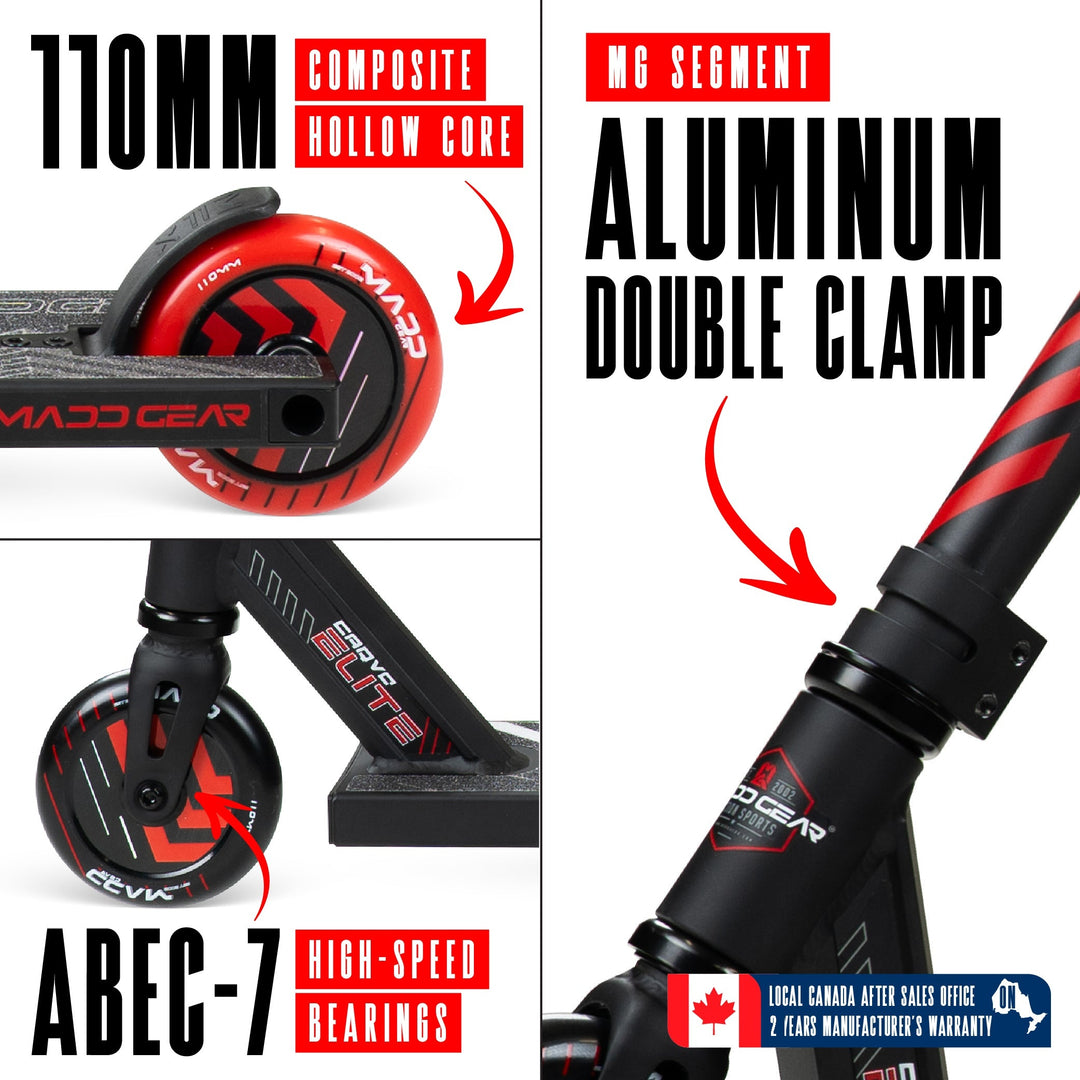 Madd Gear Carve Elite Complete Trick Scooter - Black Red – Madd