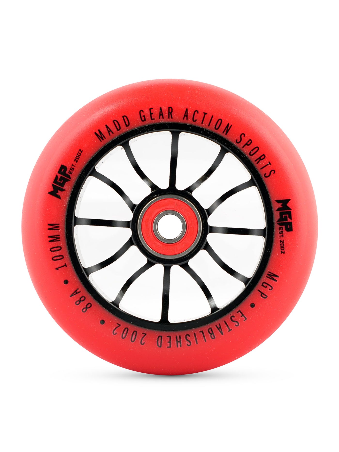 mgp mfx madd gear origin 100mm pro scooter wheel replacement part red black alloy metal core