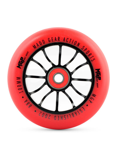 mgp mfx madd gear origin 100mm pro scooter wheel replacement part red black alloy metal core