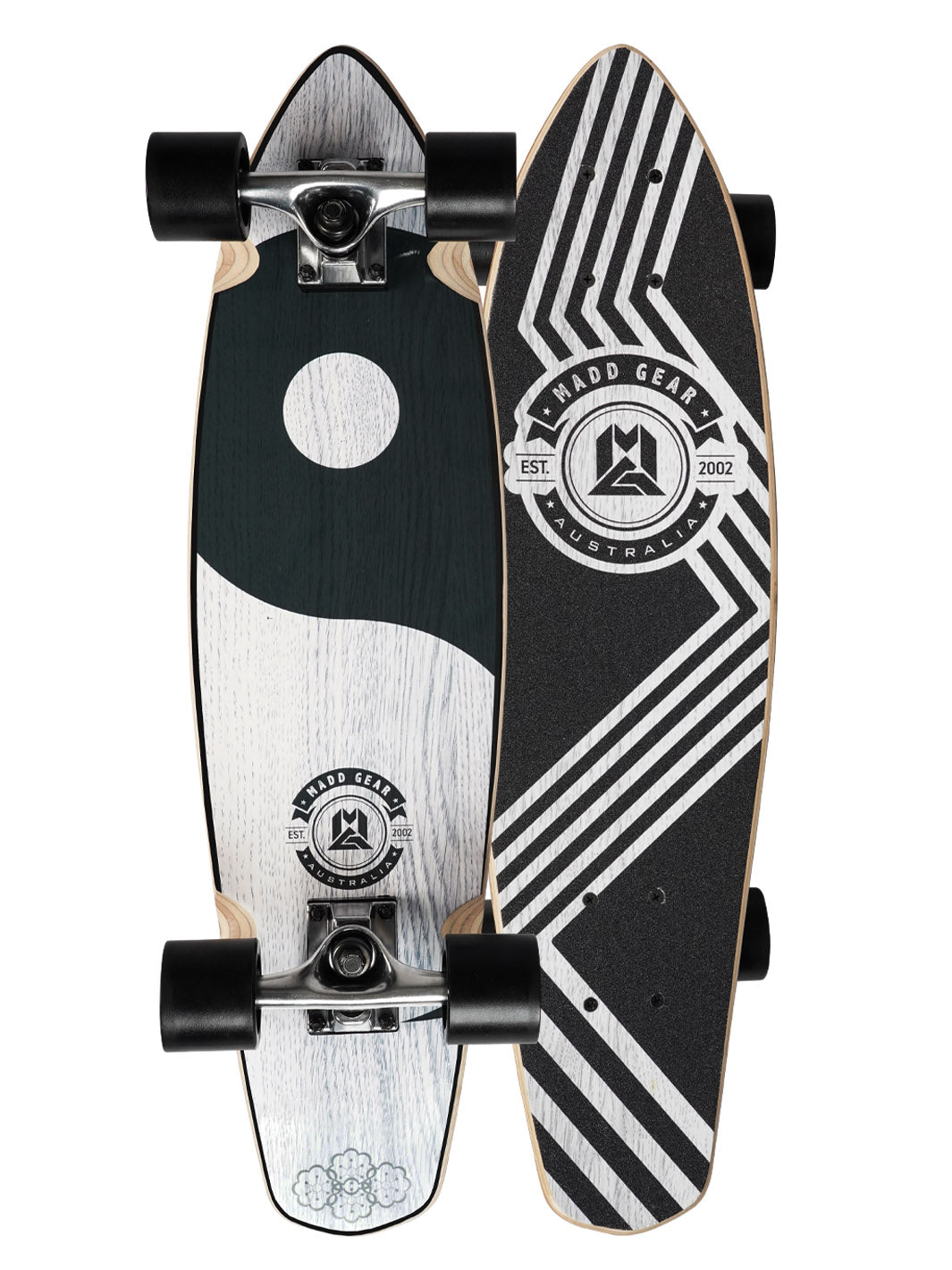 Madd Gear 28" Cruiser Board Skateboard Maple High Quality Aluminum Trucks Black White Light Weight Beginners