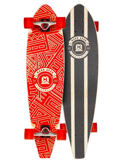 Madd Gear 36" Longboard Complete Skateboard Maple Kids Children's High Quality Aluminum Trucks Red Tribal