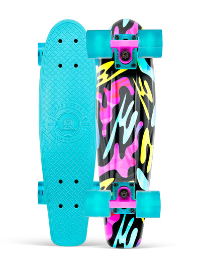Madd Gear Penny Retro Board Skateboard Teal Swirl Girls Boys Complete Skateboard