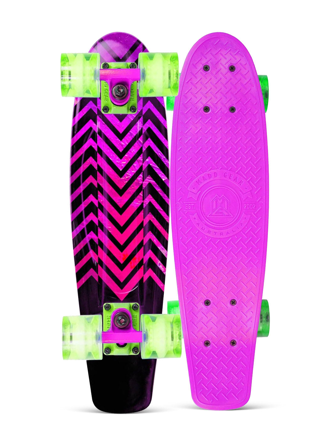Madd Gear Retro Skateboard Penny Plastic Kids Complete Board Pink Green