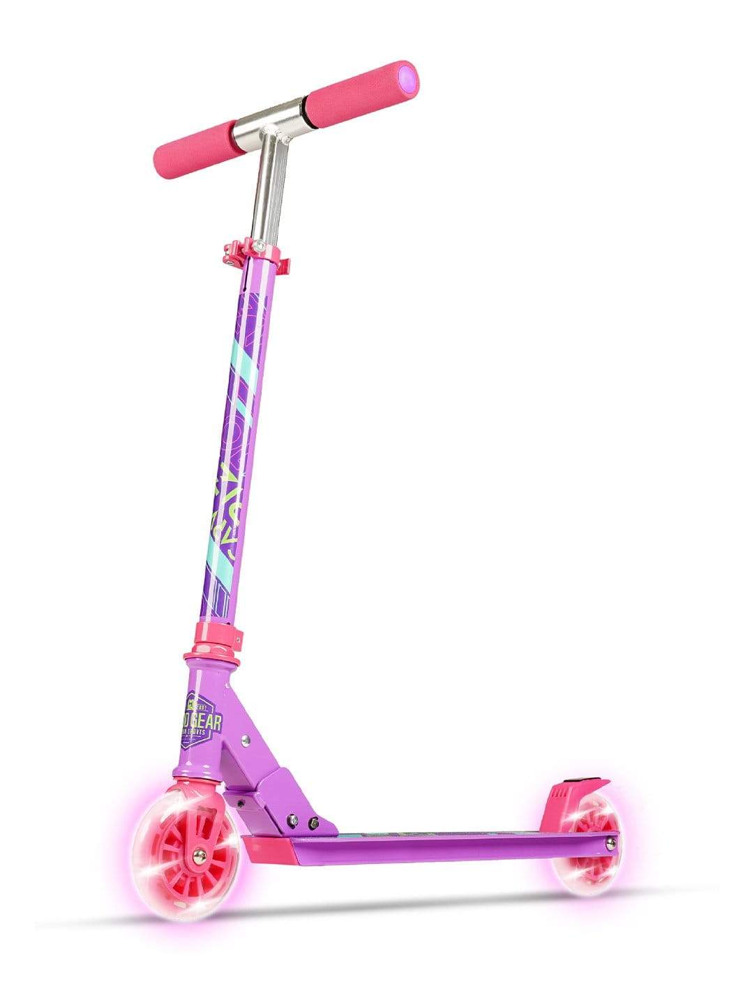 Madd Gear Kids Razor Kick Lightup Folding Scooter Pink Boys Girls Children Adjustable Handlebar Light-up LED